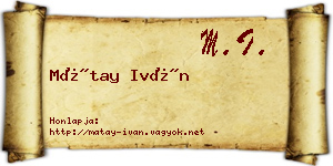Mátay Iván névjegykártya
