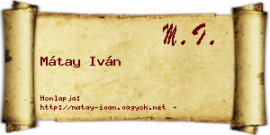 Mátay Iván névjegykártya